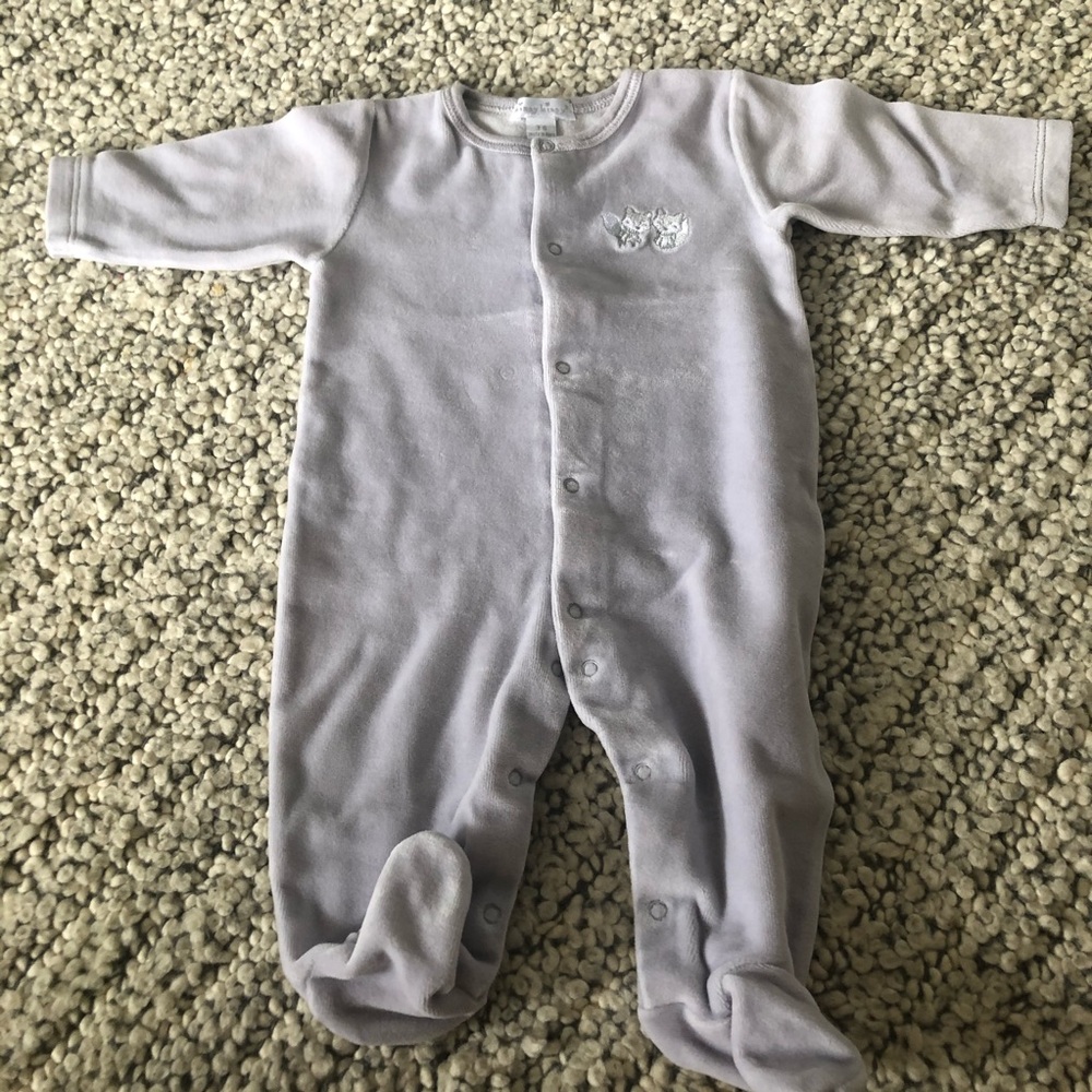 Kissy Kissy velvet footie, 3-6M